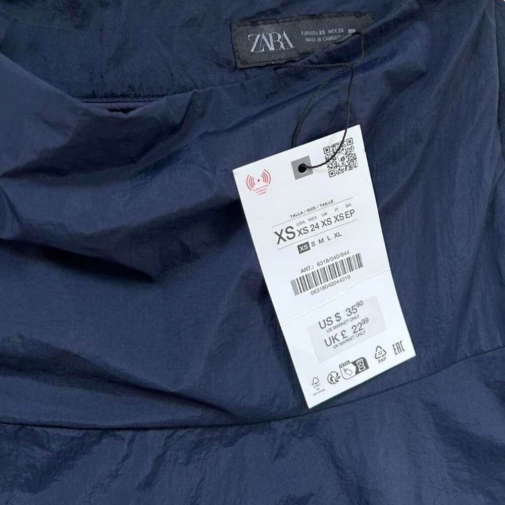 NWT Zara RARE navy blue adjustable waist mini skort with white side stripes - Picture 3 of 6